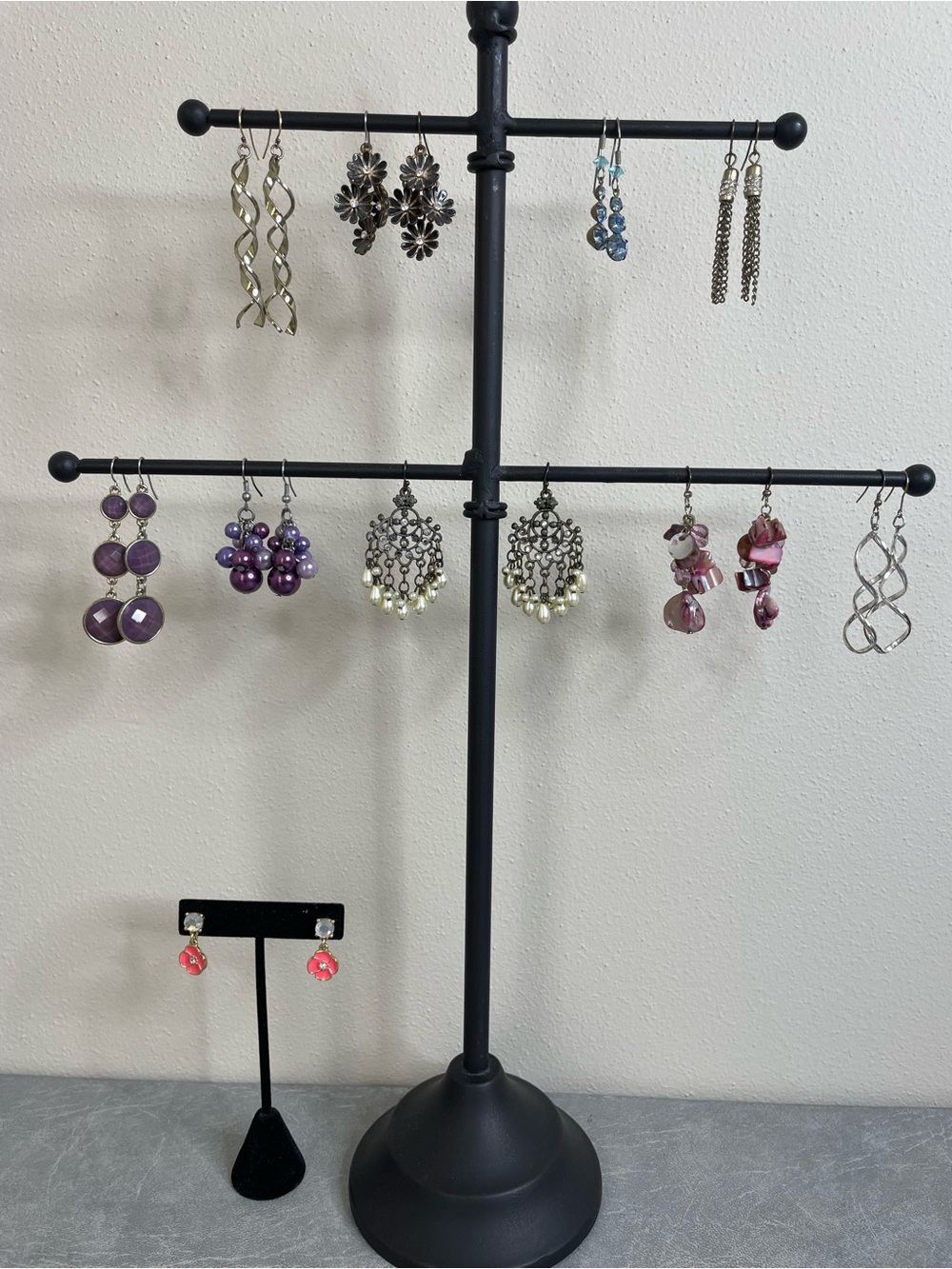 Costume Jewelry Set of 10 Pairs of Pierced Dangle Earrings (Stand Not Included)